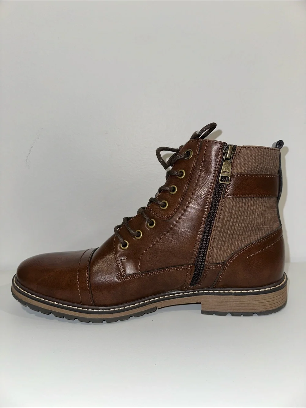 Steve Madden 11 Brown Genuine Leather Ortholite Ankle Buckle Lace-up Boots